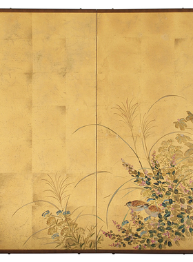 然物集定制手绘金箔折屏装饰画