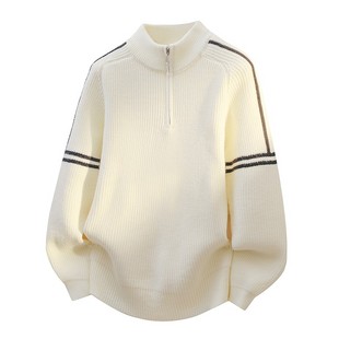 半拉链立领毛衣男生青少年秋冬季新款初高中学生针织打底衫男装潮