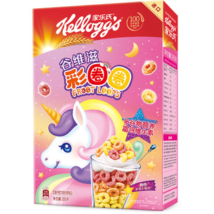进口家乐氏谷维滋彩圈圈蜂蜜麦圈彩色谷物圈麦片即食冲饮营养早餐