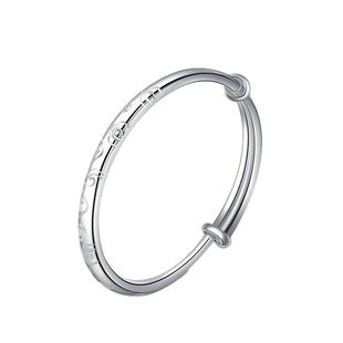 香港正生磨砂莲花心经开口纯银手镯足银999母亲节送妈妈婆婆礼物