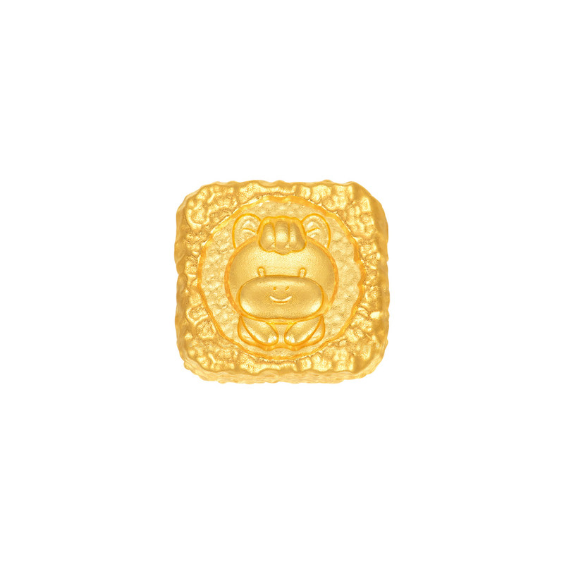 明牌珠宝生肖六合硬金串珠 黄金锤纹吉祥十二生肖转运珠AFP1291
