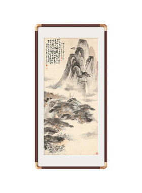 国画山水画新中式入户玄关装饰画走廊过道挂画高级感竖版招财壁画