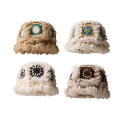 兔毛醒狮帽子女秋冬保暖毛绒渔夫帽水桶毛茸茸盆帽白色针织显脸小