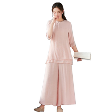 夏装茶艺师服禅意女装棉麻两件套装1