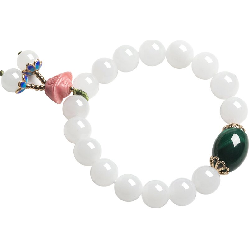 HERS JADE/翠佛堂天然俄罗斯和田玉碧玉圆珠手串手链首饰