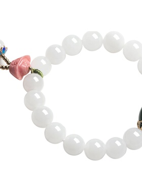 翠佛堂天然和田玉碧玉圆珠手串