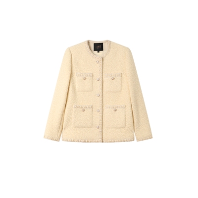 白鹿语法式名媛风拼接织带外套