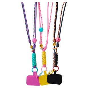 原创手机挂绳斜挎可背手机绳手机链工牌故事机背带伞绳手工编织紫