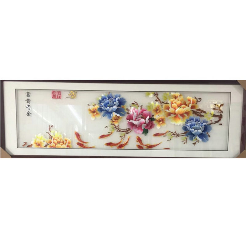 苏州外框成品牡丹特产机绣刺绣