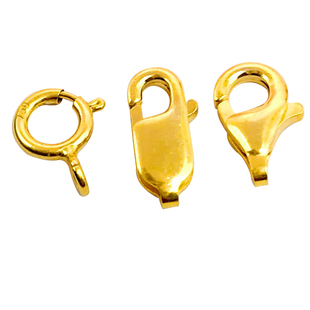 18k金扣头龙虾扣弹簧扣小吊坠diy配件纯金珍珠小滴溜黄金