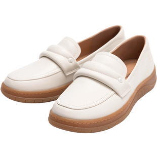 暇步士开口笑乐福鞋一脚蹬女鞋春秋款轻便柔软真皮通勤懒人休闲鞋