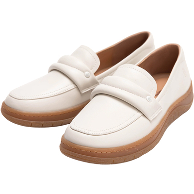 暇步士女真皮轻便柔软休闲乐福鞋