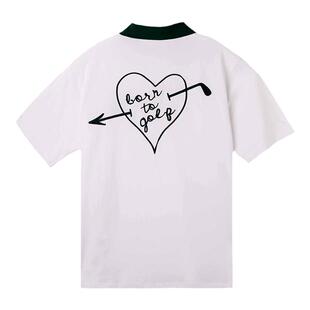 DEVEREUX GOLF休闲户外运动爱心刺绣LOGO透气排汗男士短袖POLO衫