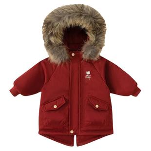 儿童羽绒服红色男童羽绒服宝宝羽绒服2025新款女童新年保暖冬装