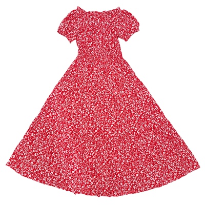 2025棉绸连衣裙一字领大复古