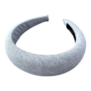 复古港风牛仔高颅顶发箍加厚海绵宽头箍白色头饰2024新款压发卡女