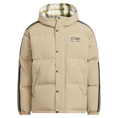 Adidas阿迪达斯三叶草双面穿鸭绒连帽羽绒服2025冬装男外套KF9278