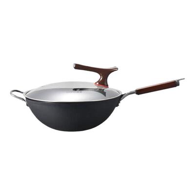 极铁炒锅无涂层不粘锅平底煎锅