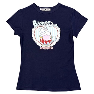 Bronze Luciamomorei联名黑色短袖印花T恤原创设计上衣学院风少女