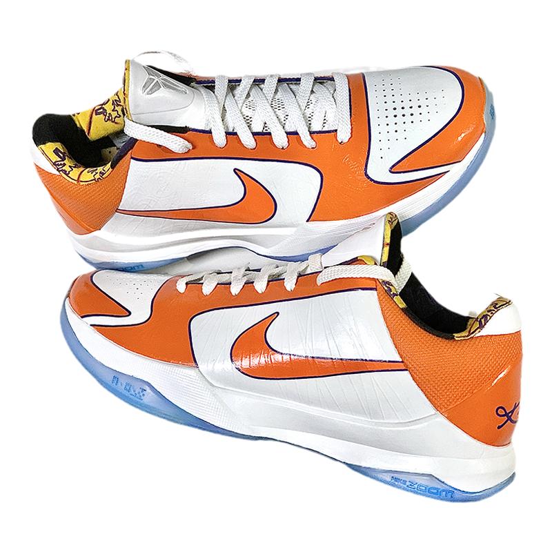 STY定制Nike Kobe5 ZK5 白橘太阳PE布克上脚 科比5实战低帮篮球鞋
