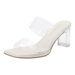 大东透明高跟鞋女2026新款夏季粗跟水晶凉鞋外穿pvc拖鞋法式凉拖