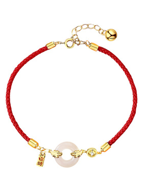 和田玉本命年生肖红绳手链