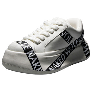 欧美炸街男鞋潮流男士厚底休闲增高鞋老爹鞋底高6公分小白鞋板鞋