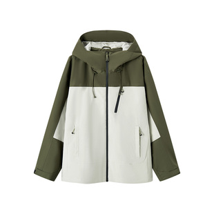 森马三防外套男户外拼色防风涤纶夹克登山露营春装宽松连帽上衣潮