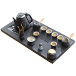 天然整块乌金石茶盘全自动一体茶具套装家用功夫单壶简约大小茶台