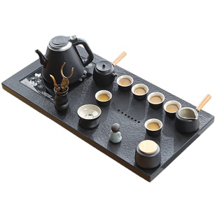 天然整块乌金石茶盘全自动一体茶具套装家用功夫单壶简约大小茶台