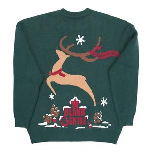 BLANK GENTLE 圣诞安可拉红毛衣/墨绿毛衣新年红品秋冬针织大码