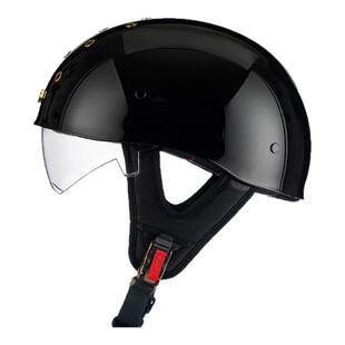 头盔男摩托车半盔碳纤维美式巡航机车踏板电动夏季透气复古瓢盔女