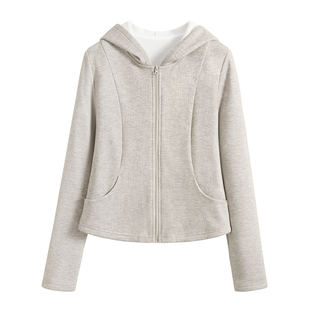 都市丽人糯米卫衣外套女2025新款秋冬季女士慵懒风加绒开衫上衣A