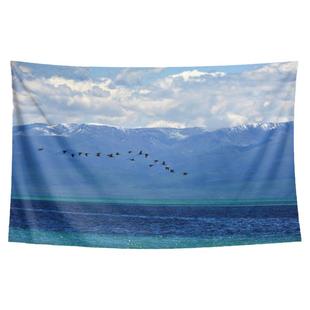 中国青海省青海湖青藏铁路风景周边墙布装饰背景布海报挂布挂毯画