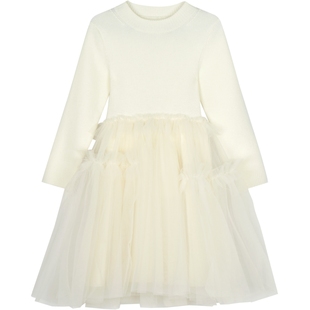 松软绵羊毛|woobaby女童连衣裙春秋装针织网纱公主裙礼服生日裙子