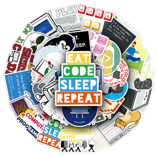 100张程序员创意DIY贴纸趣味软件编程代码卡通防水涂鸦装饰办公室桌面布置水杯平板手机咖啡杯笔记本电脑贴纸