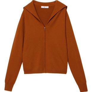 【新品】ZUCZUG 素然冬季女士纯色羊毛横机休闲翻领针织开衫