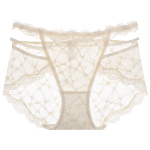 洁韵朵蕾丝内裤女士性感绑带中腰纯欲冰丝无痕纯棉裆抗菌夏季薄款