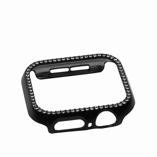 iserisewatch适用applewatch透明iwatchs11代保护壳苹果手表表壳带钻防摔5789SE代半包pvc镶钻女44/41/45mm40