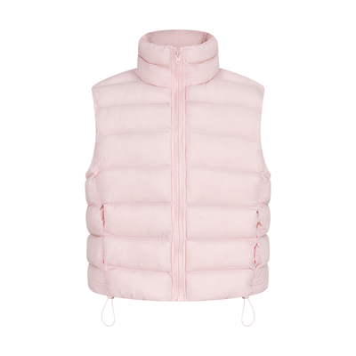 粉色立领棉服马甲外套无袖上衣女