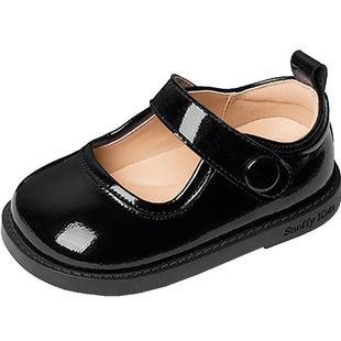 斯纳菲女童皮鞋黑色亮皮公主鞋春秋新款儿童学生软底防滑宝宝单鞋