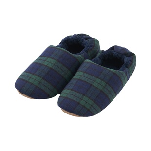 日系格纹包跟拖鞋女秋冬软底静音室内家居地板棉鞋情侣月子鞋