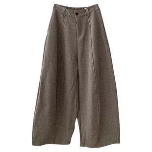 休闲风加绒加厚直筒气球裤女2026春季新款后松紧百搭显瘦阔腿长裤