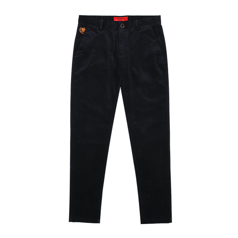 雷迪波尔刺绣字母灯芯绒休闲裤男
