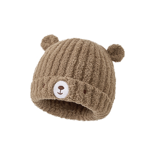 尼多熊婴儿帽子秋冬宝宝帽子冬款儿童帽子男女保暖可爱毛线帽
