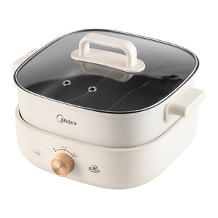 美的速沸电火锅家用电煮锅鸳鸯分体式多功能煎炒电热锅炒菜不粘锅