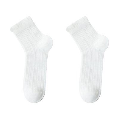 袜子女纯棉网眼透气花边中筒袜