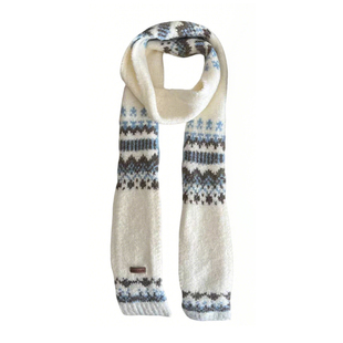 韩系费尔岛提花长条小围巾女款2025新款冬高级感保暖加厚情侣围脖