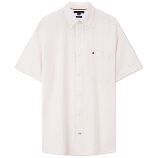 【棉麻混纺】Tommy春夏男透气轻薄休闲纯色中性简约短袖衬衫外套