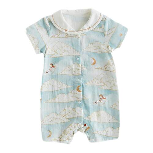 Oak Family婴幼儿连体衣夏季短袖薄款新生儿衣服宝宝满月百天爬服
